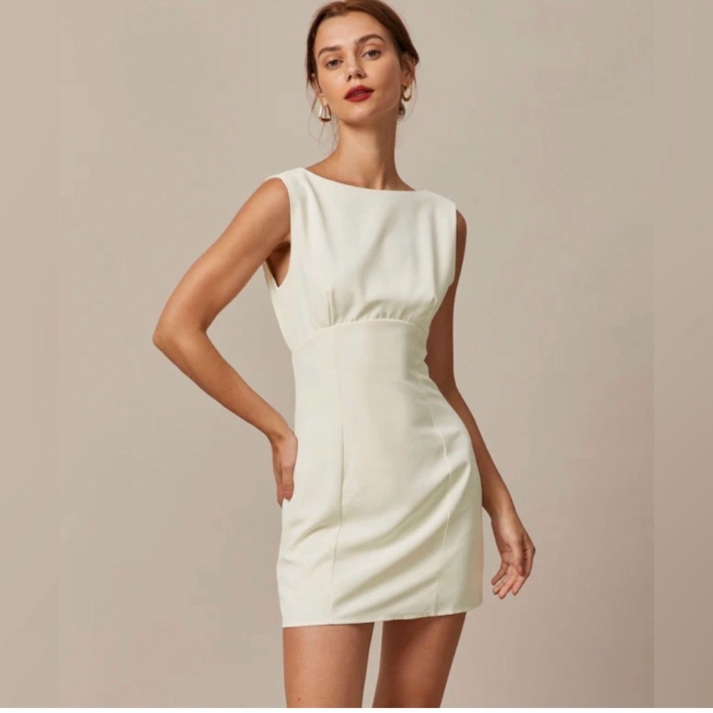 RIHOAS Cream Sleeveless Mini Dress